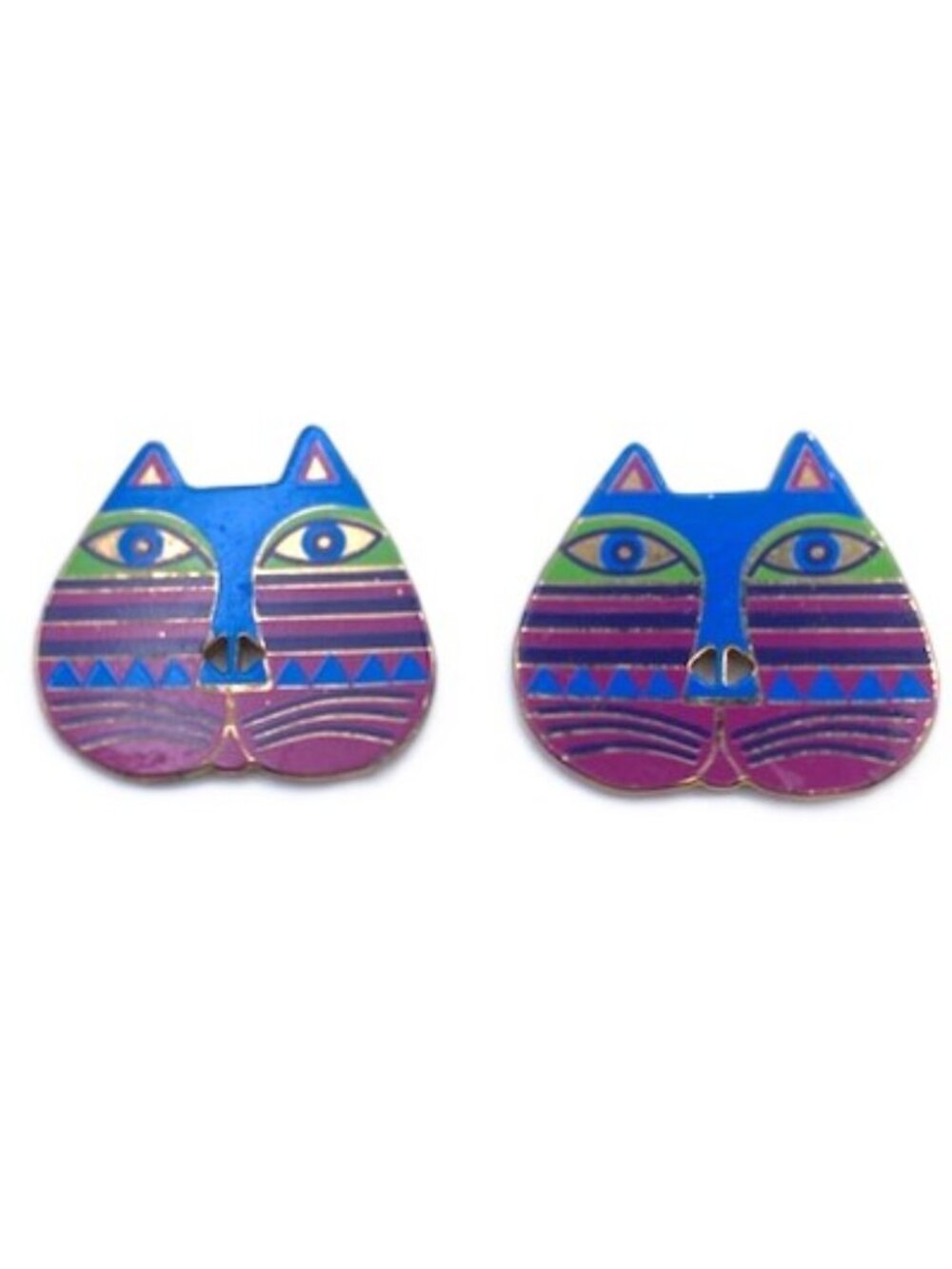 Laurel Burch rare vintage and rare cat enamel two buttons, retired design